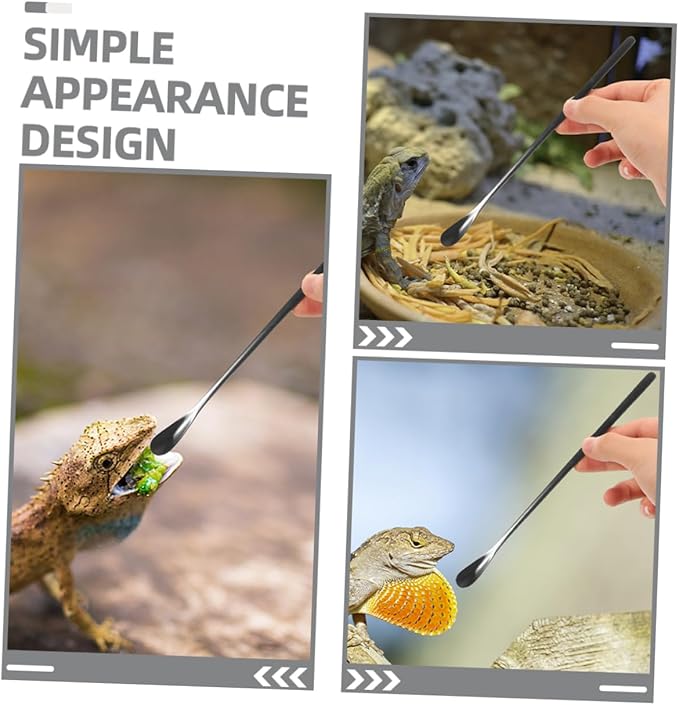 BESPORTBLE 3Pcs Reptile Food Spoon Set for Small Animals Portable Lizard Food Scoop Adjustable Feeding Tools for Bearded Dragons and Other Pets