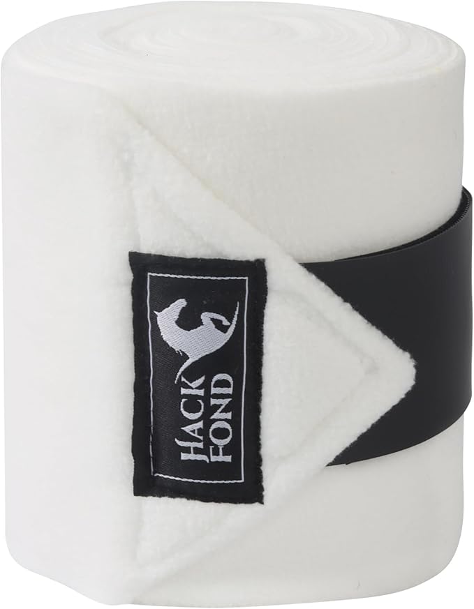 Fleece Horse Polo Leg Wraps Set of 4, 10' Horse Leg Bandages Stable Supplies Equestrian Boots White