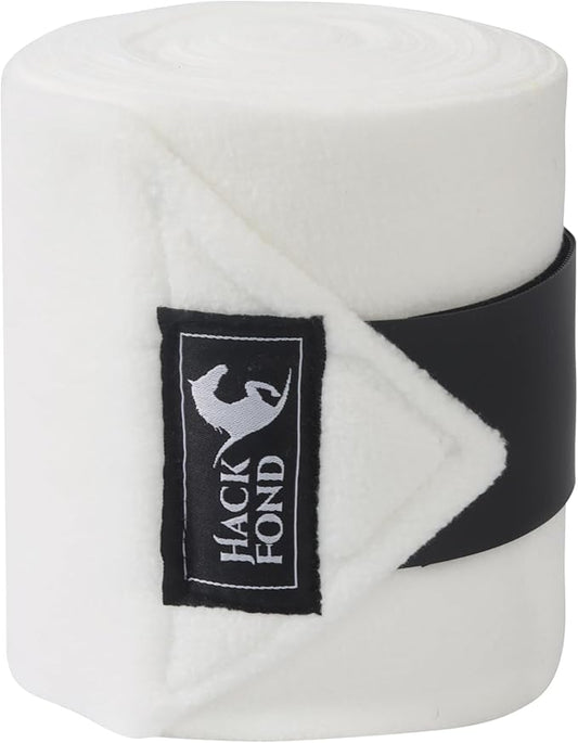 Fleece Horse Polo Leg Wraps Set of 4, 10' Horse Leg Bandages Stable Supplies Equestrian Boots White