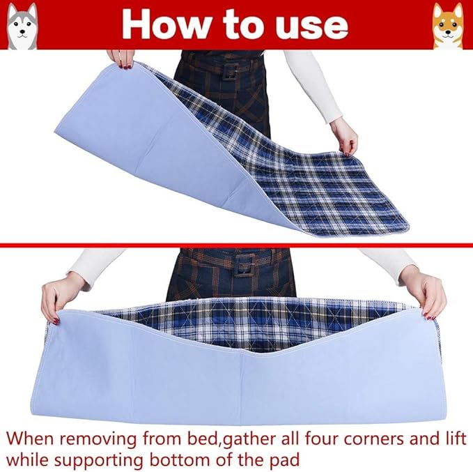 KOOLTAIL Reusable Puppy Pads, 2 Pack Washable Pee Pads for Dogs-Waterproof Non-Slip Plaid Puppy Training Pads, Absorbent Whelping Pads for Potty, Crate, Playpen, Bed, Sofa, Large Dog Mat, 31"x 36"