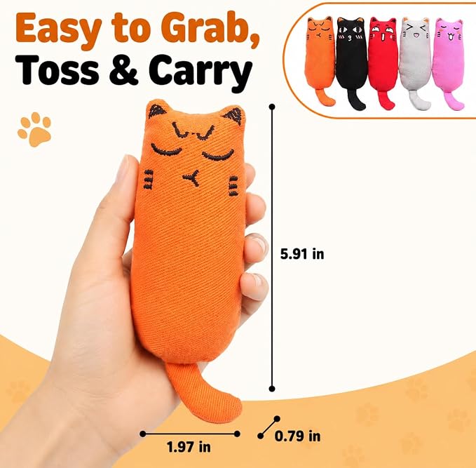 Legendog 5Pcs Bite Resistant Catnip Toy for Cats,Catnip Filled Cartoon Mice Cat Teething Chew Toy - Image 6