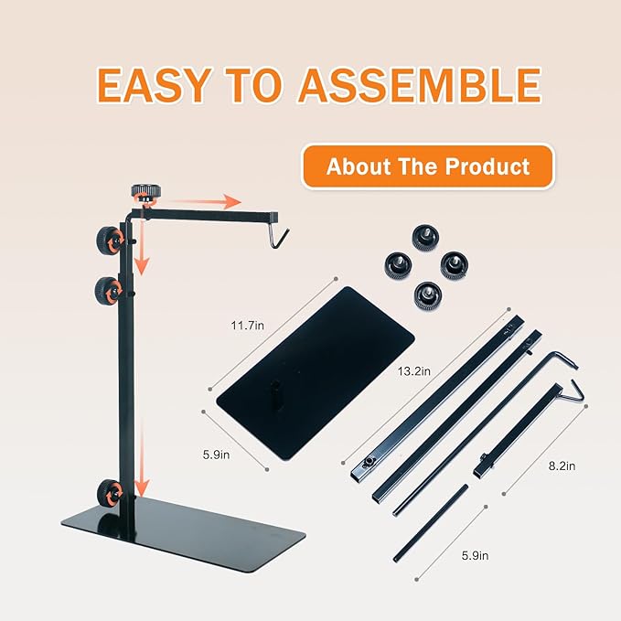 Reptile Lamp Stand, Adjustable 15.5-35 Inch Floor Light Holder for Heat Lamp & Dome, Metal Bracket for Terrarium Lighting & Heating.