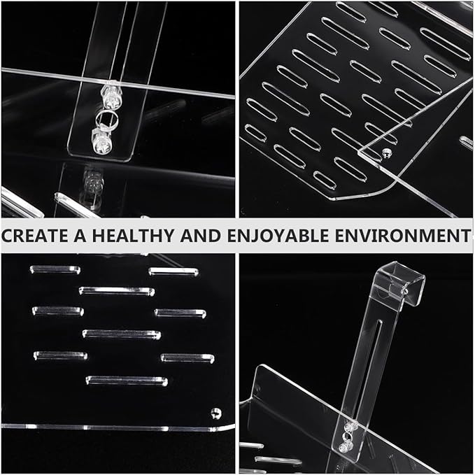 VANZACK Hanging Acrylic Turtle Basking Platform, Transparent Resting Terrace for Aquarium Habitat, Easy Installation, 11.41x8.66x9.44 Inches