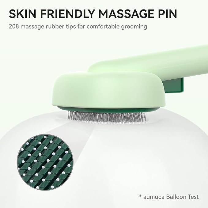 aumuca Cat Brush for Shedding, Cat Brushes for Indoor Cats, Horses Grooming Deshedding Brush for Dog Kitten Horse Massage Removes Loose Fur, Forest Green - Image 5