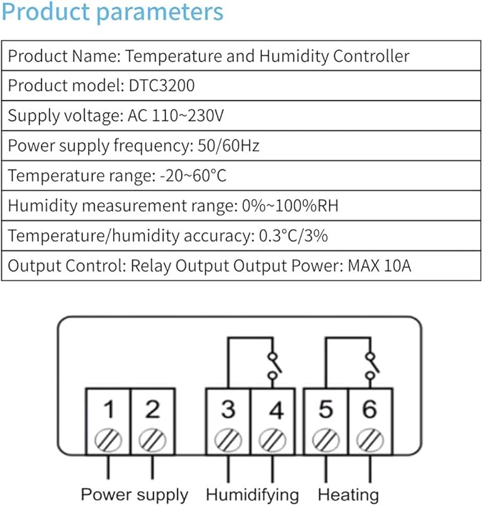 Portable Temperature Humidity Hygrometer Thermostat AC 110V 220V Display 20~60°C/0~100% RH Easy Installation
