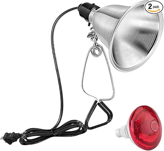 Chicken Lamp Red Light, Red Light Chicken Lamp, Chicken Red Light Lamp Holder - 8.5" Aluminum Reflector 150W High-Heat Resistant Clamp Light for Home Wellness, Brooder, and Studio (1Pack+Light)