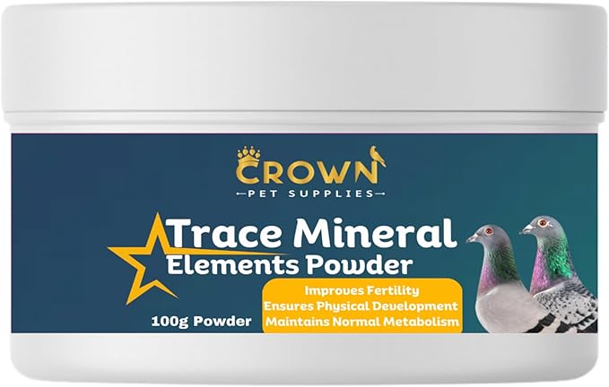 Trace Mineral Powder for Racing Pigeons & All Pigeon Breeds - Supports Physical Development, Growth, Energy, Optimal Metabolism & Overall Vitality