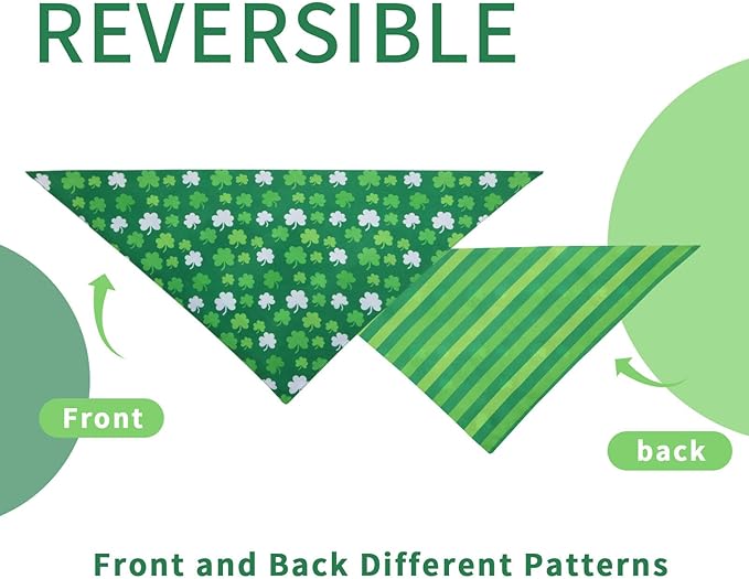 Lucky Dog Bandana Spring -1 Pack, Premium Durable Triangle Reversible Dog Scarf, Adjustable Puppy Bandana Breed Bib Handkerchief for Girl or Boy Small XS Dogs Cats