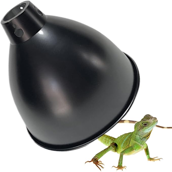 Terrarium Light Mount - Curved Metal Radiant Shade, Infrared Warmth Bulb Support Frame, Focused Reflection Heating Cover, Amphibian Llizard Turtle Setup | for Vivarium Indoor Environments