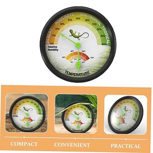 High Precision Mechanical Reptile Hygrometer Thermometer for Turtle and Leopard Gecko Tanks Dial Humidity Gauge with Sensor Easy Installation and Design