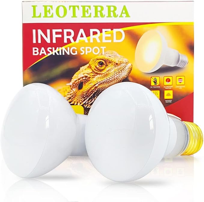 Leoterra Reptile Heat Lamp 50W Basking Spot Bulb (2 Pack) - UVA Daylight Heating for Bearded Dragon, Leopard Gecko, Turtle, Snake - E26 Terrarium Light 10-20 Gallon Winter Essential 2000+ Hours