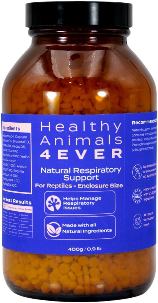 HealthyAnimals4Ever HA4E - Reptile Respiratory Support - Natural Immune-Boosting Formula for Breathing Ease, Airway Clarity & Lung Health - Pellets, Enclosure Size (Extra Large)