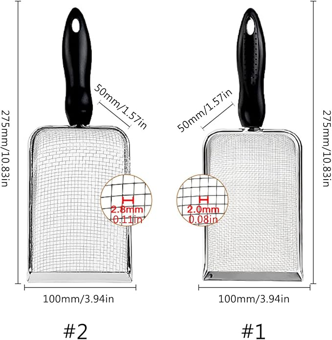 Reptile Scoops Terrarium Bedding Substrate Sand Sifter Stainless Steel Fine Mesh Small Pet Cage Cleaner Shovel