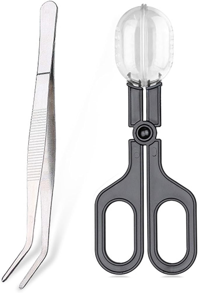 NonSlip Clamp Reptiles Feeding Tweezers with Clear Catcher Catching Tool for Safe Use Reptiles Care Supplies