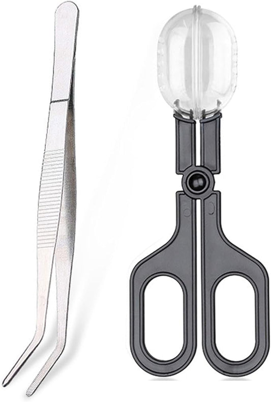 NonSlip Clamp Reptiles Feeding Tweezers with Clear Catcher Catching Tool for Safe Use Reptiles Care Supplies
