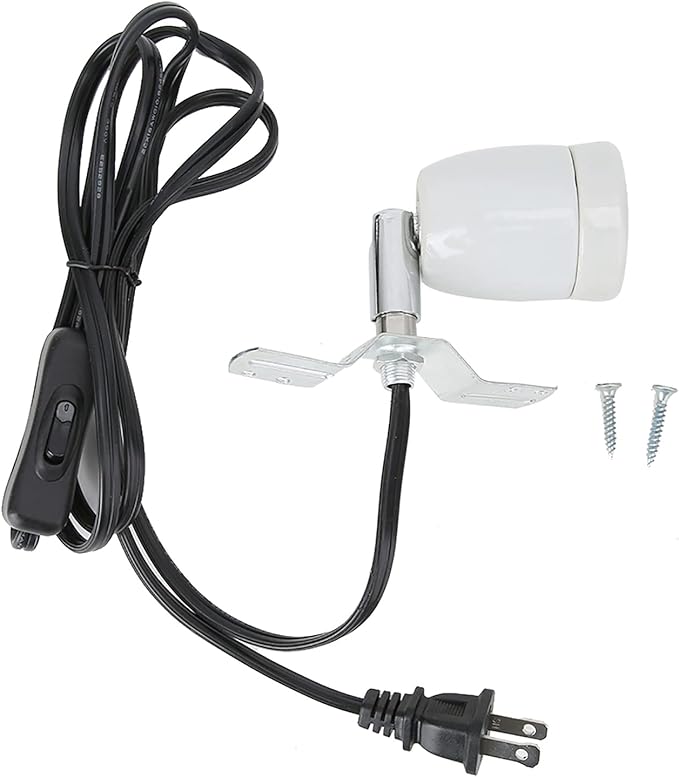 Reptile Base Bulb Holder E27 Rotatable Socket, 300W Reptile Light Fixture Adjustable Lamp Holder, Solid Metal and Ceramic Reptile Lamp Fixture for Lizard Turtle Tortoise Reptile