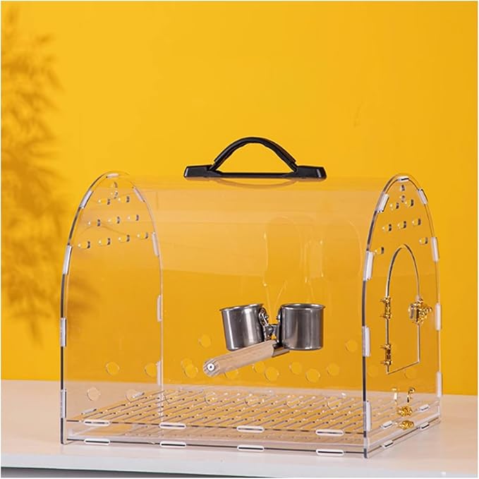 Bird Cage Transparent Parrot Take-Out Portable Bag Out Acrylic Special Parrot Cage(Large)