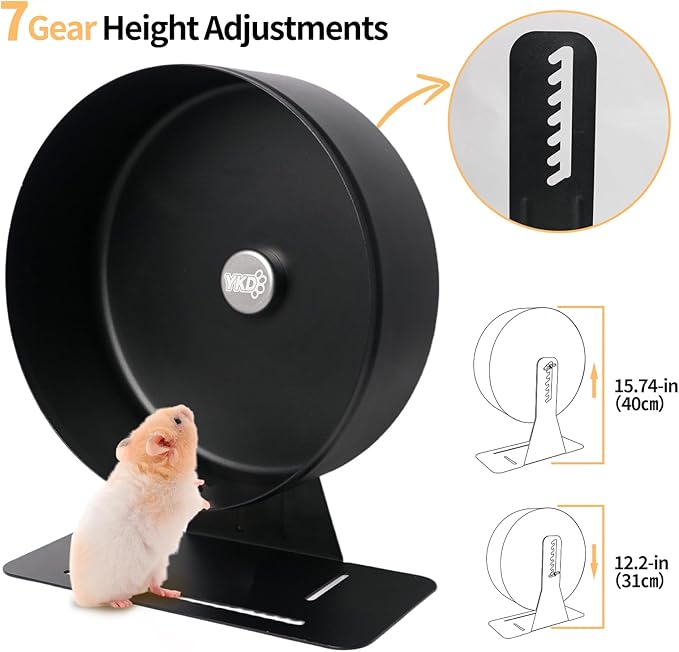 11.8" Silent Hamster Exercise Wheel, Aluminum Alloy Noiseless Running Wheel for Syrian Hamsters, Fancy Rat, Hedgehogs and Small Pets (Base-Black)
