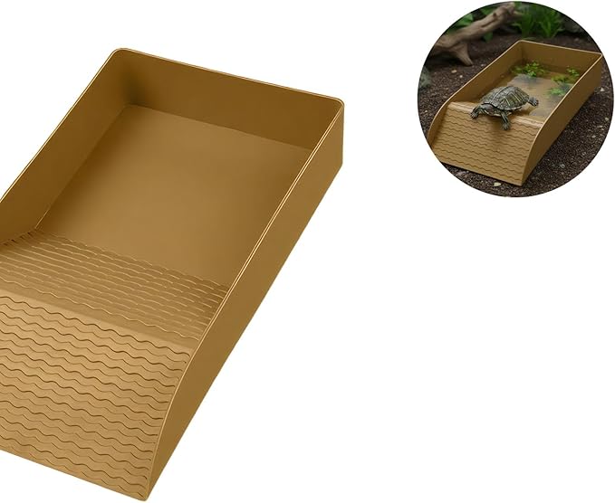 Reptile Bathing Tub with Non-Slip Surface and Entry Ramp for Easy Small Animal Soaking Container