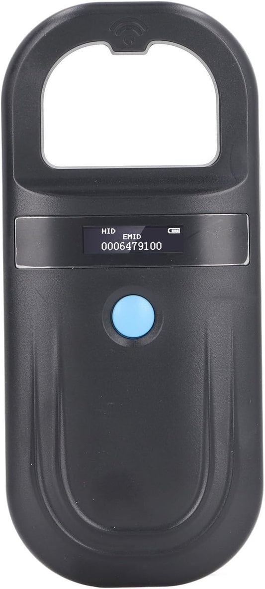 Pet Microchip Reader, 134.2KHz ISO11784 85 FDX B EMID Handheld Animal ID Reader, Rechargeable Pet Tag Scanner, 128 Sets Data Storage, for Dog Cat Pig Sheep Ox