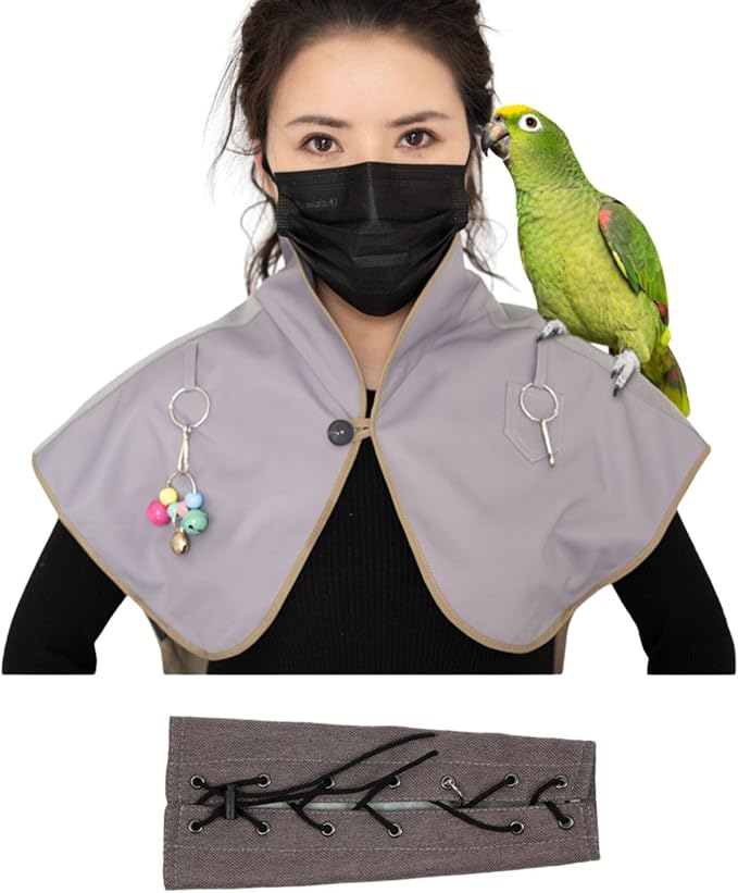 Pet Bird Upgraded Shoulder, Neck Poop Protector and Protective Anti-Scratch Arm Guard Set, Anti-Bite Shoulder Pad Diaper Shawl for Parrot Macaw African Budgies Parakeet Agapornis Fischeri Cockatiel