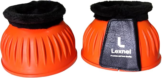 Rubber Bell Boots, Durable Bell Boots for Horse – Superior Hoof Protection and Comfort 1 Pair (Orange, X-Large)
