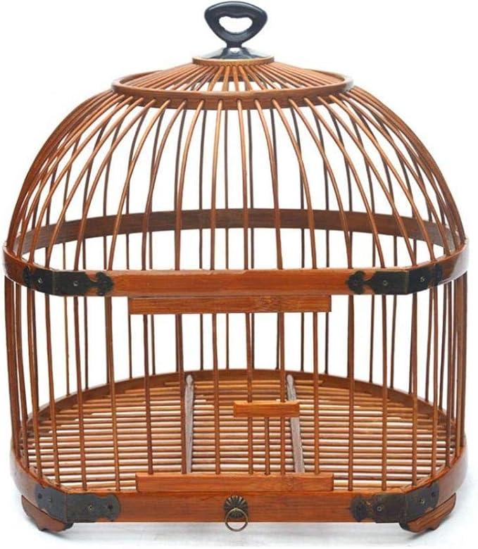 Bamboo Bird Cages Portable Travel Bird Carrier Outdoor Hanging Bird Cage Parrot Cockatiel Villa,
