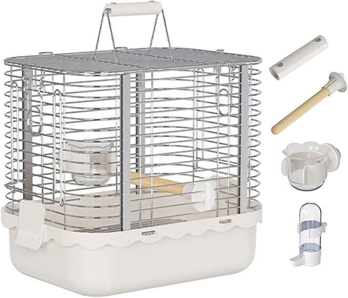 Bird Carrier Travel Cage Parakeet, Portable Outdoor Bird Cage Indoor Bird Aviary for Parrots, Canaries, Lovebirds, Quakers(Small(White))