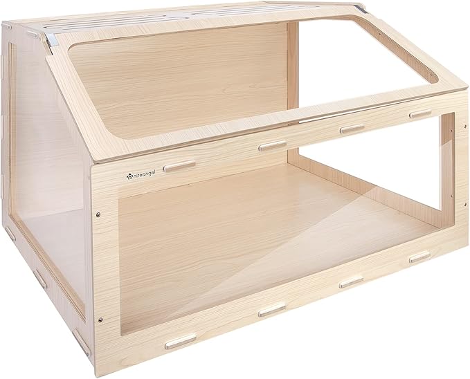 Niteangel Vista Hamster Cage W/Oblique Opening Cage Door - MDF Aspen Small Animal Cage for Syrian Dwarf Hamsters Degus Mice or Other Similar-Sized Pets (Large - 47.1 x 22.7 x 26.9 inches, Burlywood)