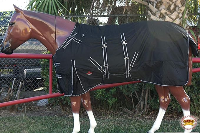 Black 84 in HILASON 1200D Winter Waterproof Poly Horse Turnout Blanket Belly Wrap
