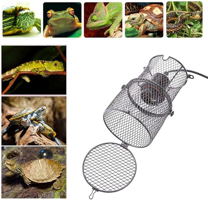 Reptile Heat Lamp Holder with Anti-hot Bracket, Pet Heat Lamp Lampshade Holder Heating Light Bulbs Holder Heating Lamp Shade with Switch for Pet Amphibian Snake Lizard Turtle Birds Chick，US Plug
