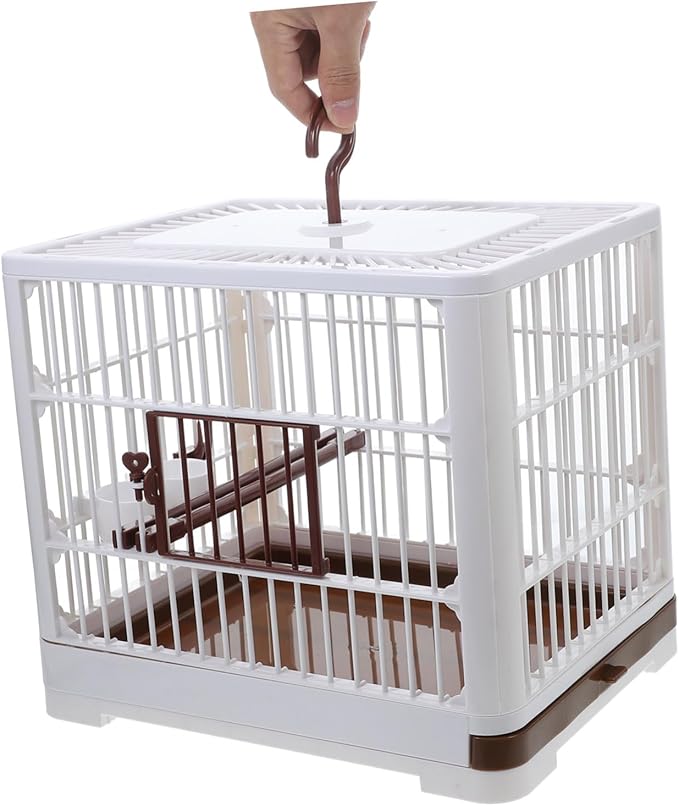 Bird Travel Cage for Parrots Portable Carrier Handle Perch Stand Bird Cage
