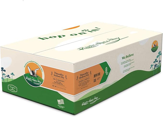 Rabbit Hole Hay - Ultra Premium Medium Timothy Hay for Small Pets - 10 lb Box - Farm Fresh & Nutritious
