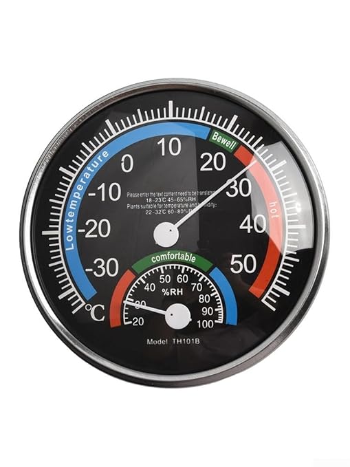 Analogue for Thermometer Hygrometer for Thermal Room Climate Control with Temperature and Humidity Measurement for Indoor and Outdoor Use (Black)