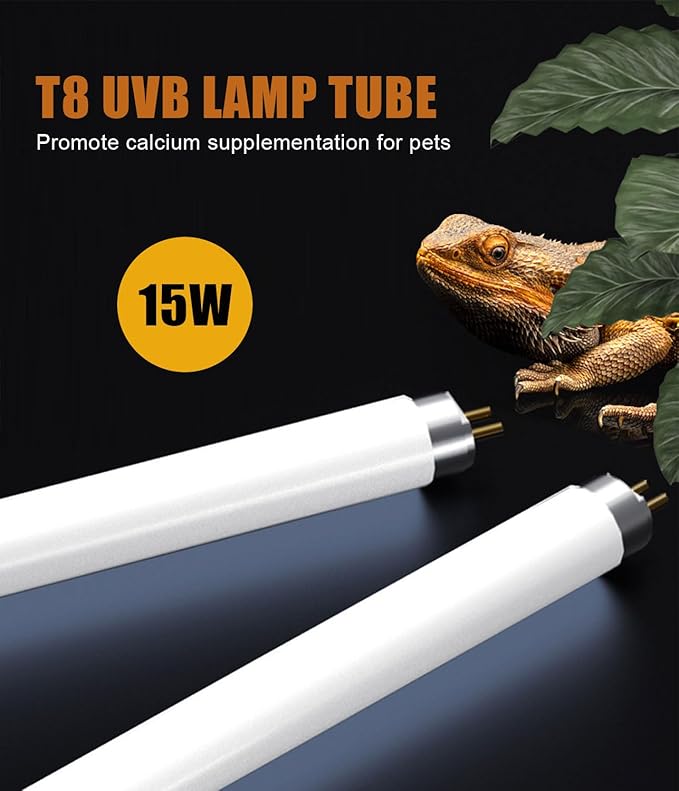 3 Pack T8 UVB Reptile Light 15W 10.0, UVA UVB Light Bulb for Reptiles, 18inch Reptile UVB Lamp Tube for Bearded Dragon, Chameleons, Turtles, Tortoises, Lizards - Desert & Tropical Reptiles