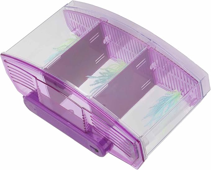 2 Betta Fish Tank With Divider, Aquarium Fish LED Acrylic Three Divisions Breeding Isolation Box for Small Fishes Aquarium Fish ()