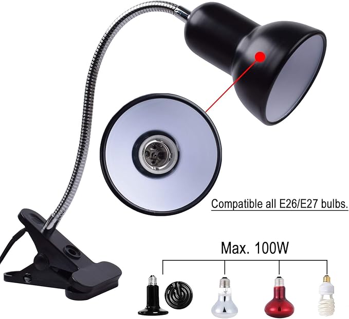 Reptile Heat Lamp UVA UVB Reptile Heating Light Adjustable 50W Turtle Basking Spot Aquatic Lamps for Aquatic Lizard Snake Chameleons Amphibians with 3 Bulbs