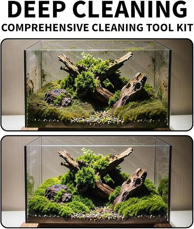 Bearded Dragon Tank Cleaning Kit – Reptile Enclosure Tool Set with Mini Dustpan, Brush, Scraper & Cleaning Cloth for Lizard & Gecko Terrarium Maintenance