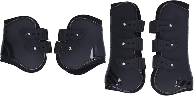 Horse Boots, 4Pcs PU Shell Protective Horse Tendon Boots, Horse Splint Boots for Front Legs and Rear Legs, Protective Horse Leg Wraps, Leg and Support for Riding, Jumping(XL)
