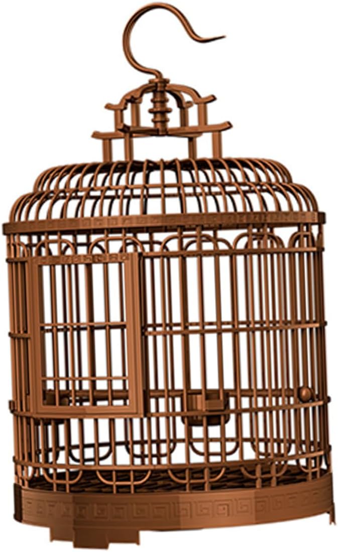 Large Vintage Bird Cage Carrier for Parrots and Parakeets Portable Plastic Travel Birdcage Hook for Outdoor Use Features Removable Tray and Stylish Design