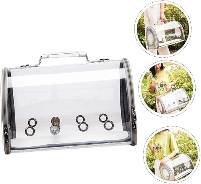 POPETPOP Parrot Carrier Bag Capacity Portable Outdoor Birds Container for Made Pu and Material for Bird Transport