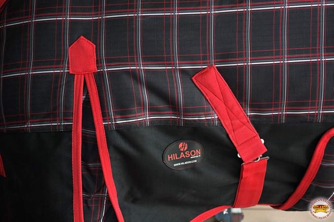 Red Black Plaid 66 in HILASON 1200D Winter Waterproof Poly Horse Turnout Blanket Belly Wrap