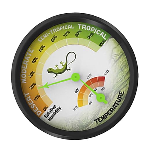High-Accuracy Reptile Thermometer Hygrometer Dual Gauge for Vivarium Terrarium Pet Rearing Box Lightweight Construction Clear Large Display Mechanical Temperature Humidity