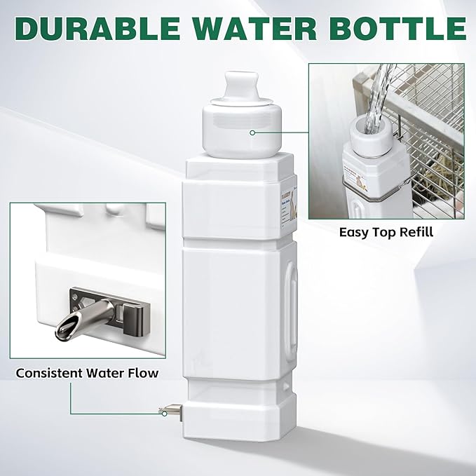 Salcod 42 oz Rabbit Water Bottle, No Drip Bunny Water Dispenser for Rabbits, Hamster, Guinea Pigs, Ferrets, Birds, Mouse, Rats, Other Small Animal Pet No Leak Easy Mount Drinker