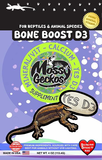 Bone Boost with and Without Vitamin D3, Premium Reptile Calcium Supplement (4 oz) (Bone Boost with Vitamin D3)