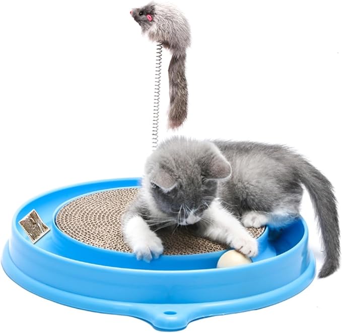 AUOON Cat Scratcher Toy with Ball Track for Indoor Cats and Kittens, Blue by AUOON