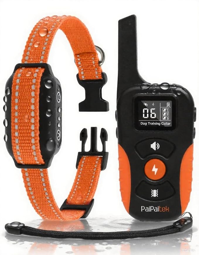 PaiPaitek Bark Activated Shock Collar with Remote - Automatic Bark and Training Collar Combo 3300ft Range, Bark Shock Collar for 40-150lbs Medium Large Dogs - IPX7 Waterproof
