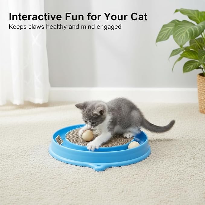 AUOON Cat Scratcher Toy with Ball Track for Indoor Cats and Kittens, Gray - Image 3