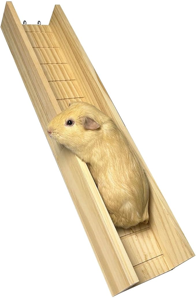Guinea Pig Bridge, Small Animal Wooden Ladder Ramp, Guinea Pig Cage Ramp Bridge, Guinea Pig Cage Accessories for Guinea Pigs, Ferrets, Chinchillas (Large)