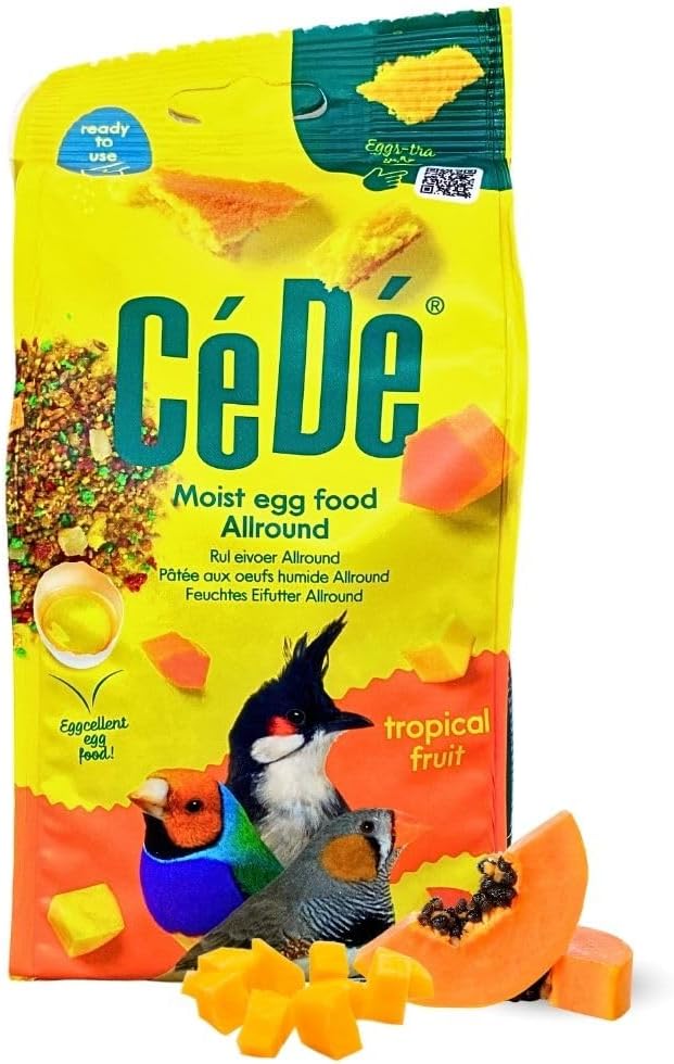 Cédé Eggfood Moist Allround Tropical Fruit 400g – 2 Pack of Daily Diet Bird Food for Cockatiel, Canaries, Finches, Lovebird and Exotic Birds, Protein-rich Bird Supplement, Added Vitamins & Minerals